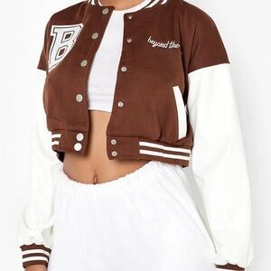 Beyond The Range Cropped Varsity Jacket BRAND NEW ‼️INSTAGRAM/ TIKTOK‼️NWOT